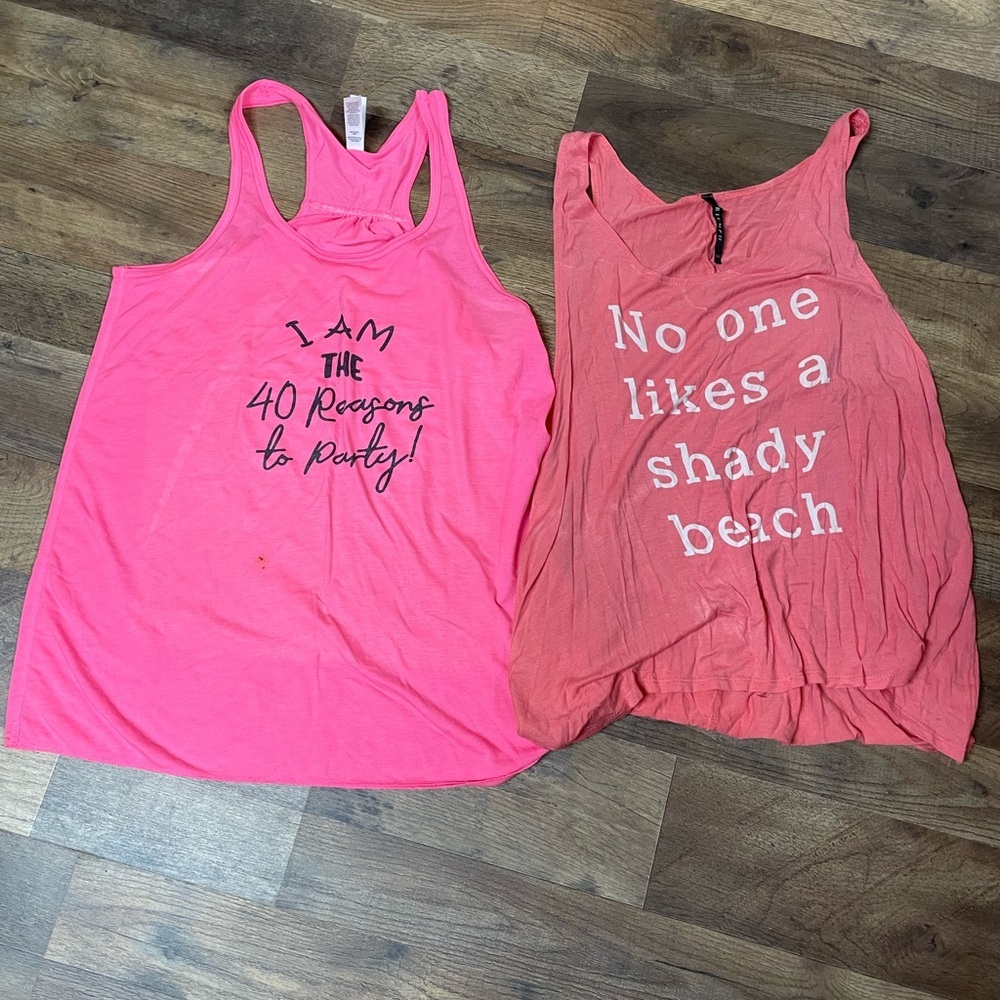 Pink Graphic Tank Tops